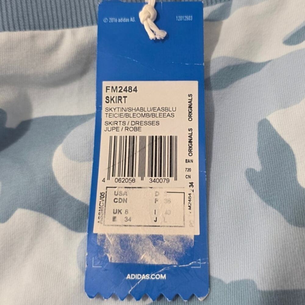 NWT Adidas blue camouflage camo cotton pull on skirt - small / 4 - Picture 6 of 7